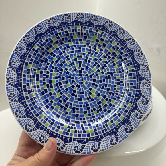 Pier 1 Summerlin Plates Mediterranean Mosiac Blue Green 7 ⅝" Set of 3 - Picture 1 of 8